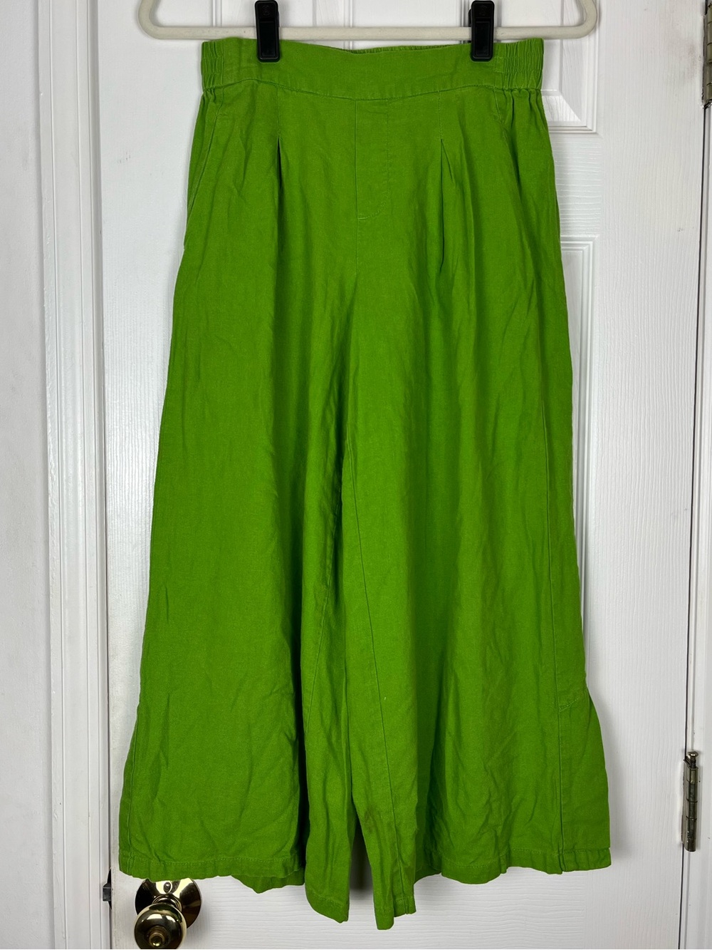 Jules & Leopold Linen Blend Wide Leg Cropped Pants Sz S Apple Green Pleated